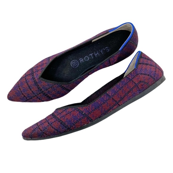 Rothy's Cranberry Plaid Points Brand New Retired Size 9.5 - Picture 2 of 9